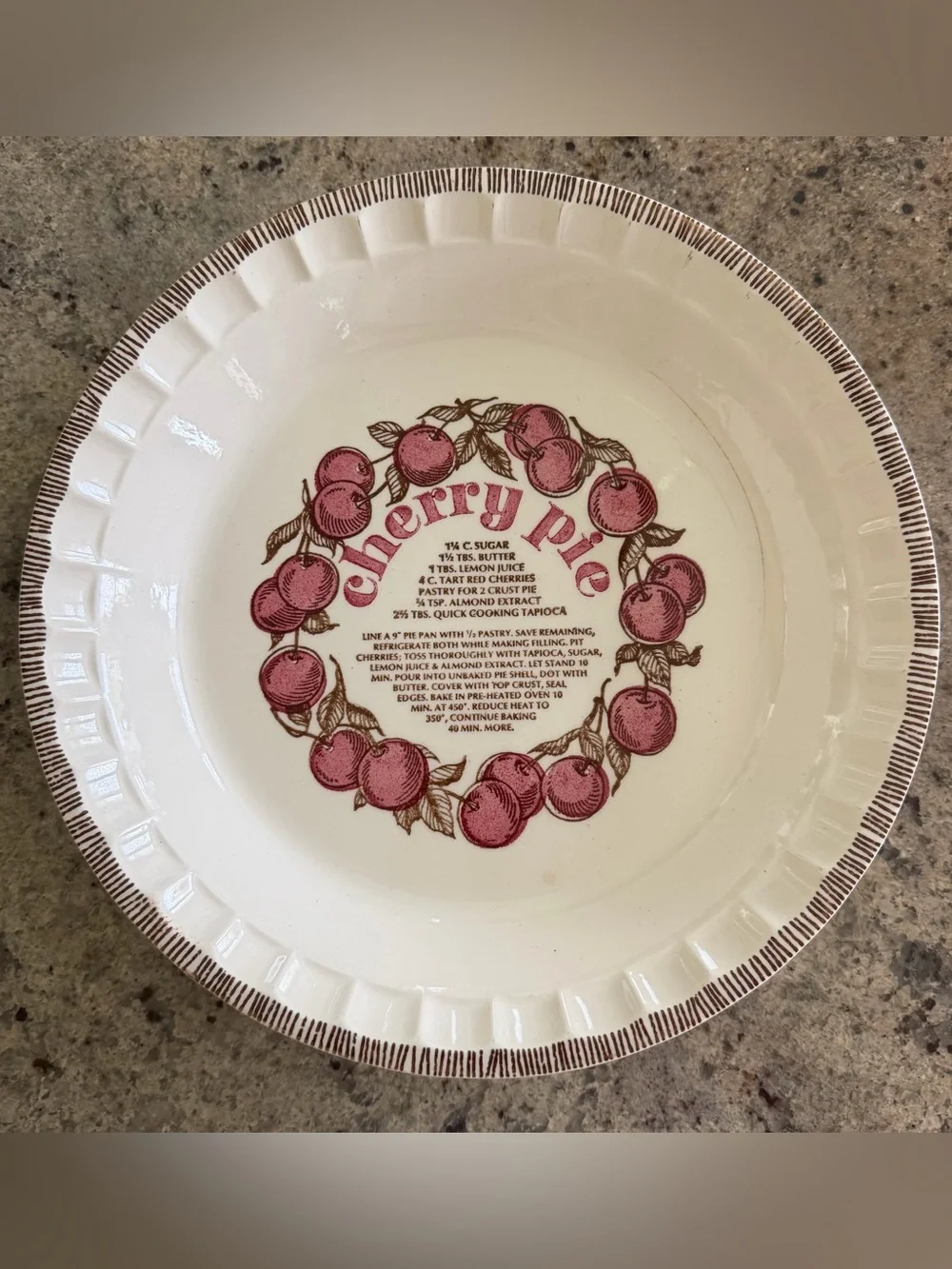 Vintage Royal China Cherry Pie Recipe Dish